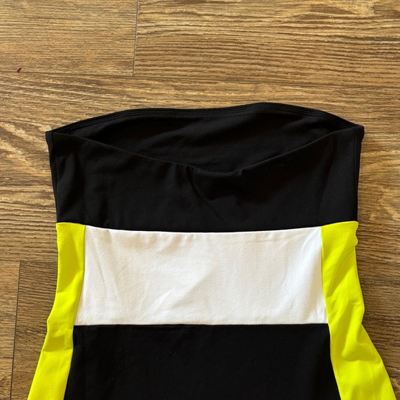 Susana Monaca Tube Flair Maxi Dress Striped Black, White & Neon Yellow NWT Sze M - Picture 12 of 13